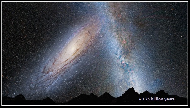 Galaktická srážka v průběhu příštích několika miliard let.